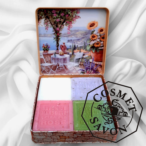 Boîte à savon carrée en métal Terrasse Provençale